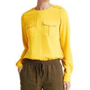 NWOT |  LAUREN Ralph  Lauren  | SP-Ralph Lauren Matte Yellow Crepe Long Sleeve
